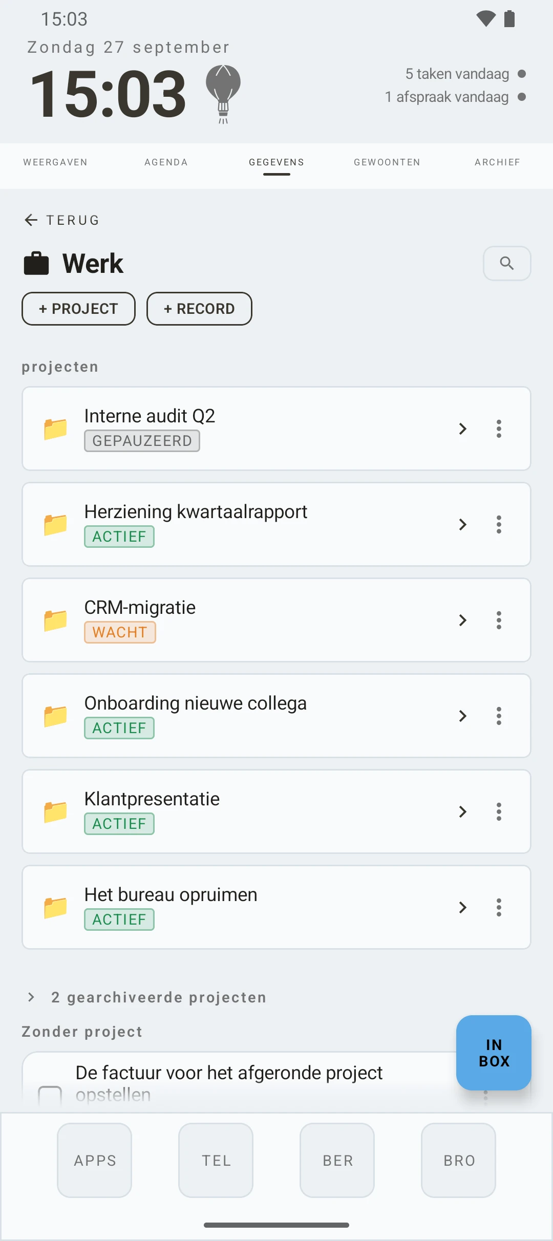duqe — projecten van een database