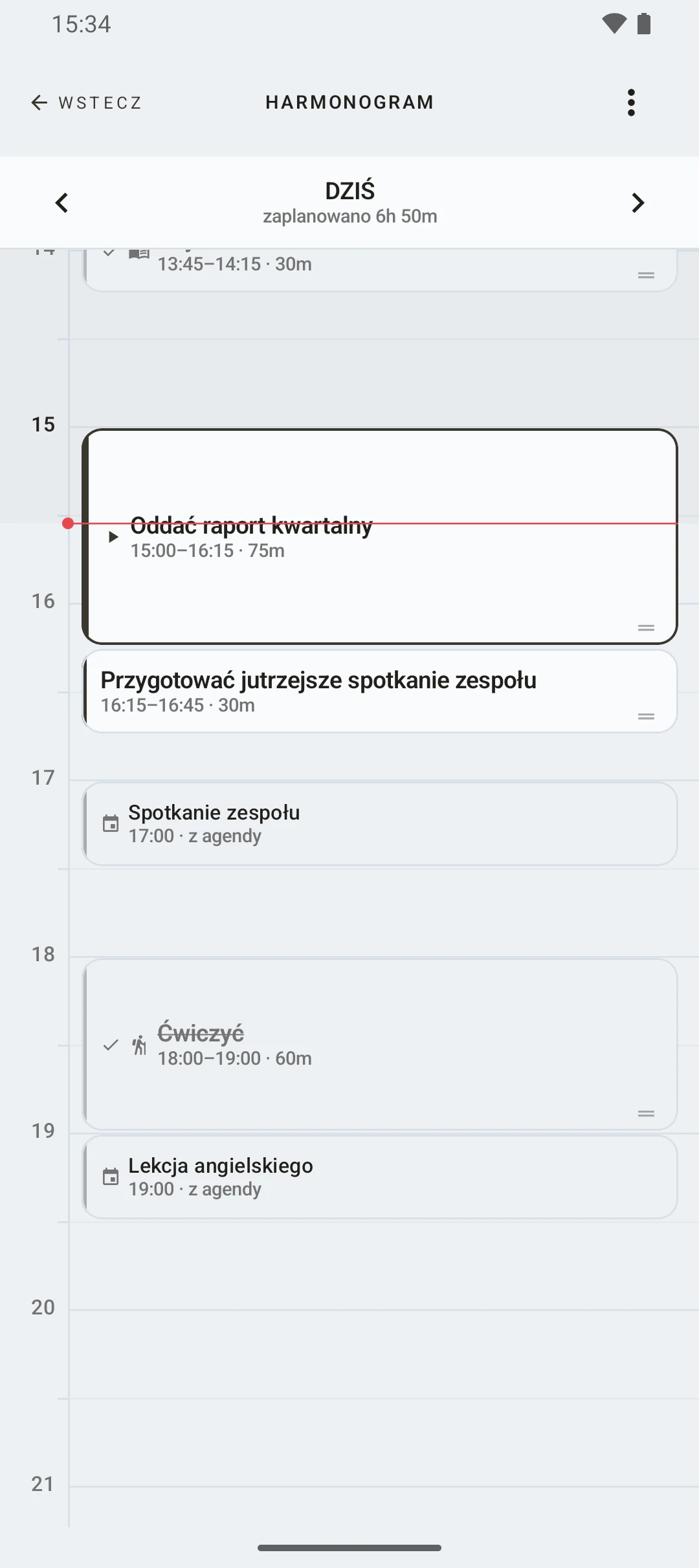 duqe — harmonogram dnia godzina po godzinie