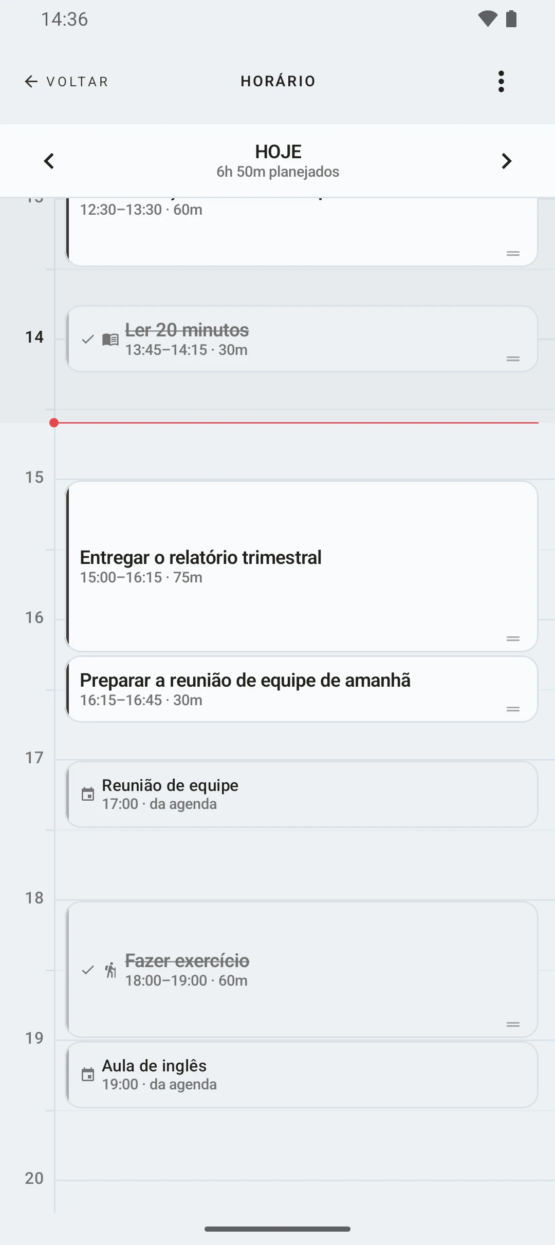 duqe — horário do dia hora a hora