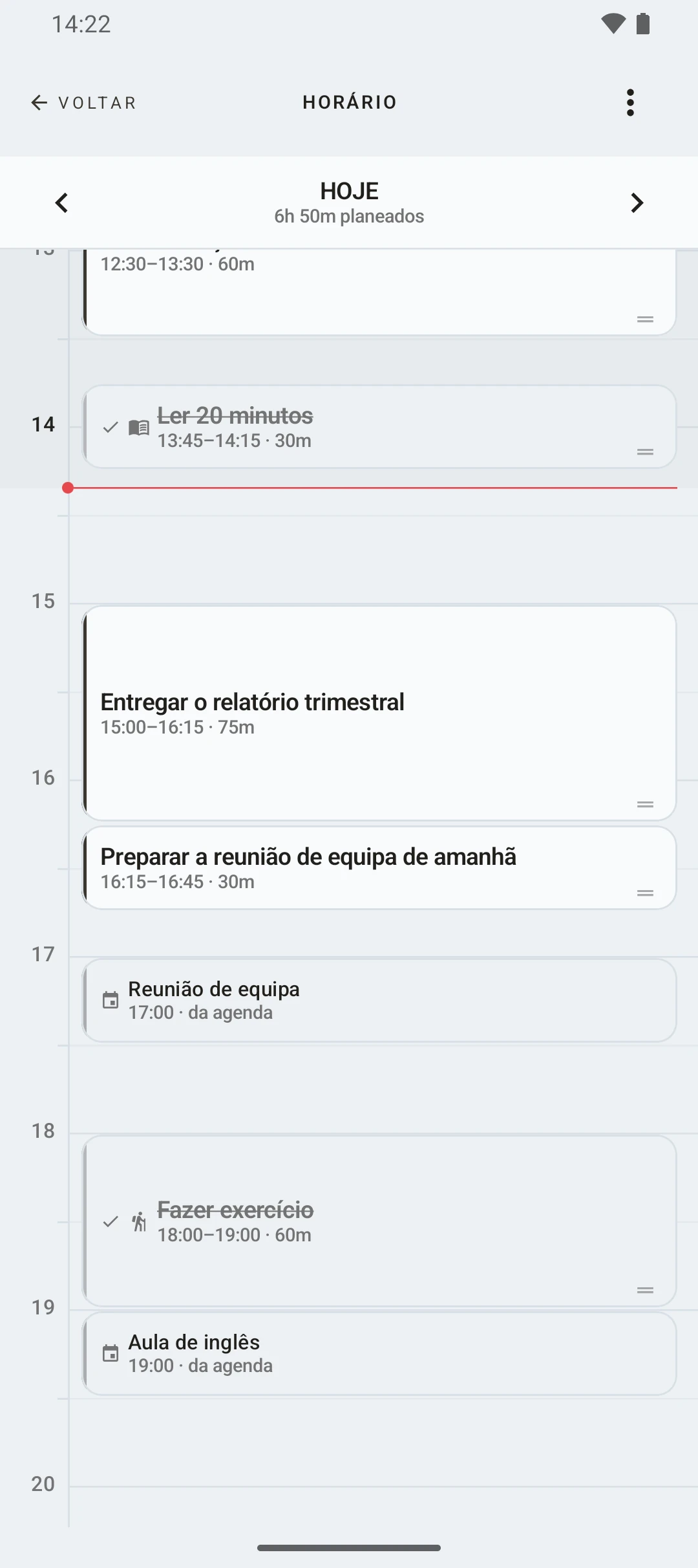 duqe — horário do dia hora a hora