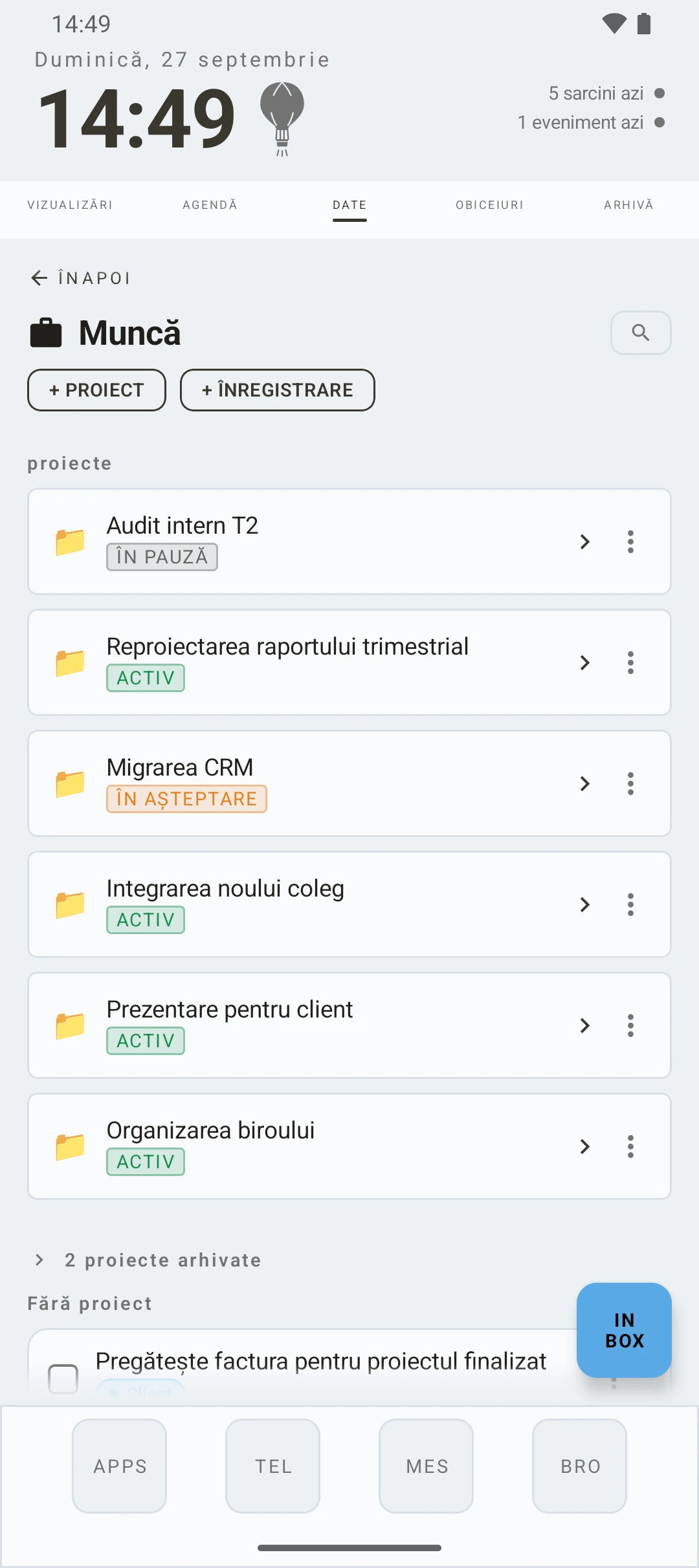 duqe — proiectele unei baze de date