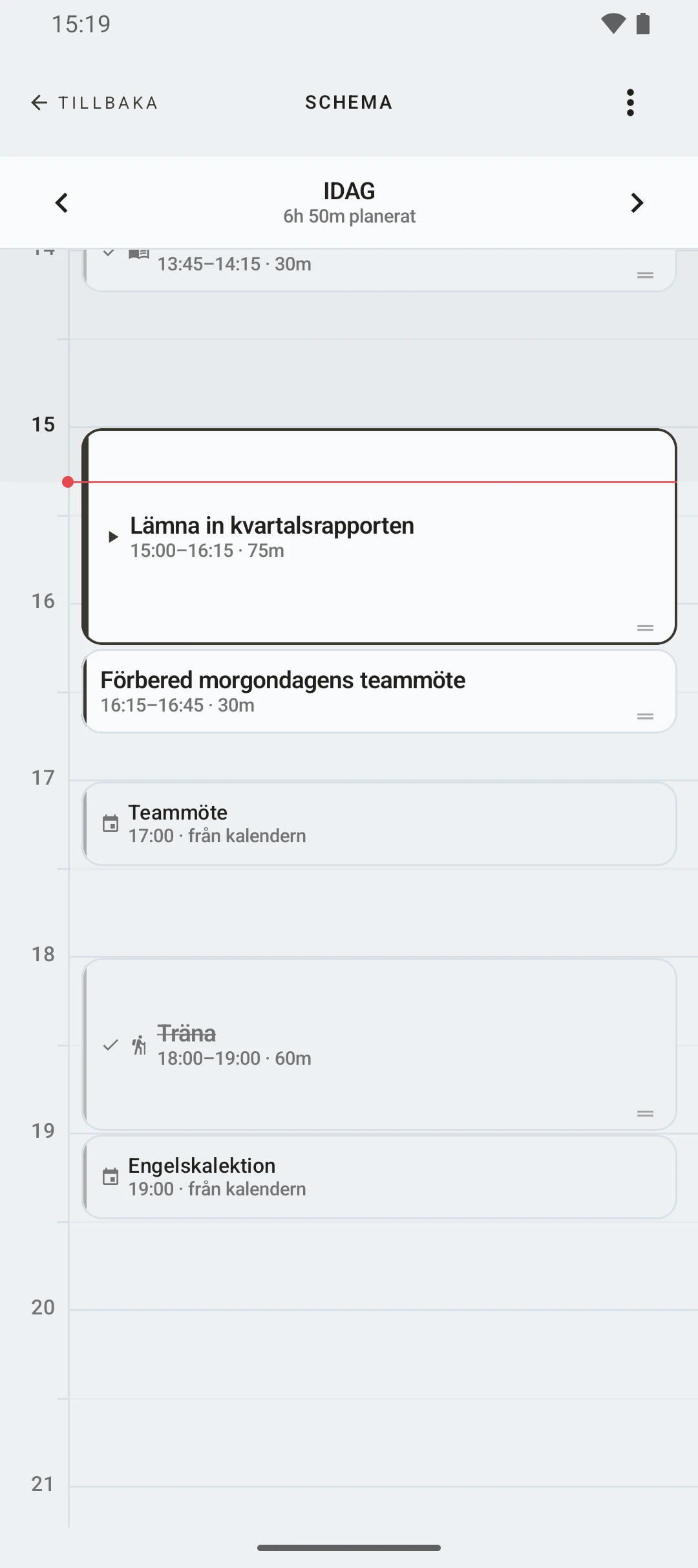 duqe — dagens schema timme för timme