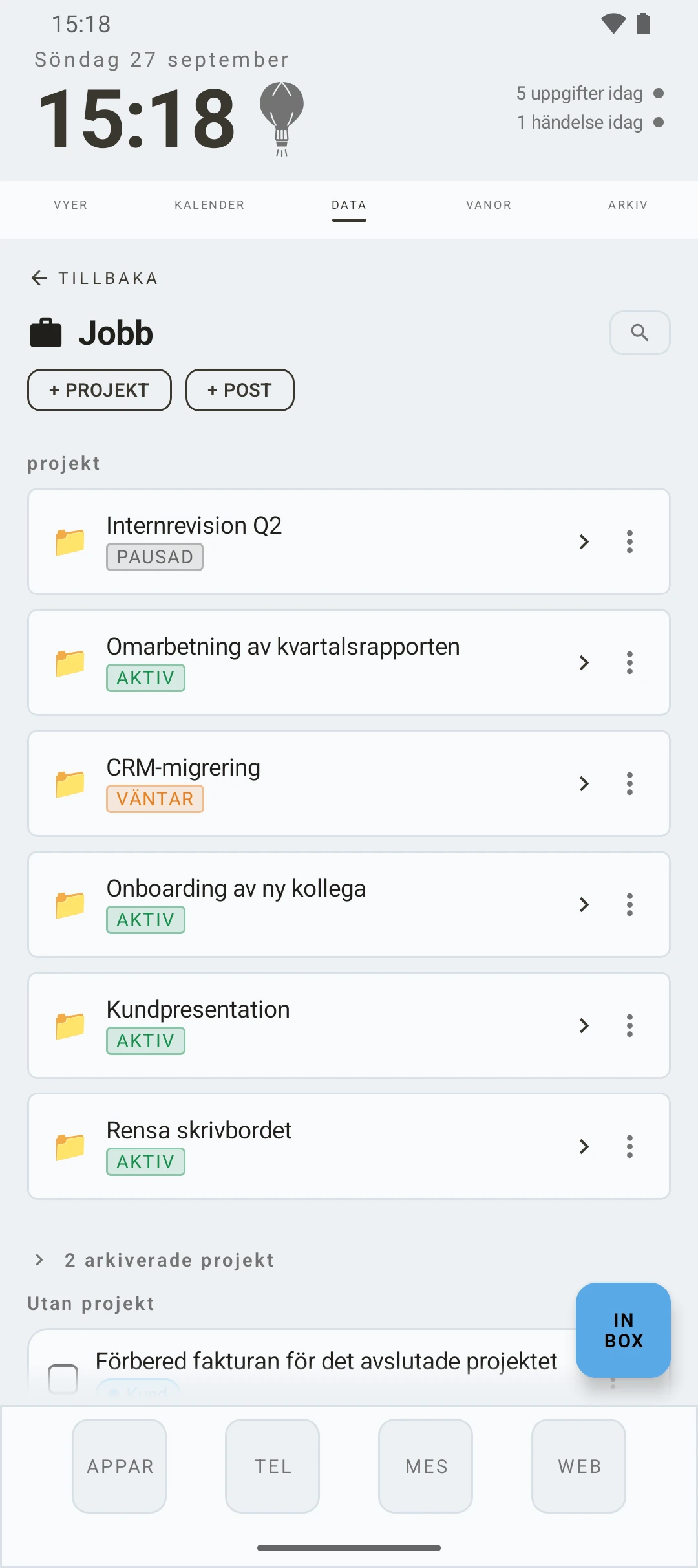 duqe — projekt i en databas