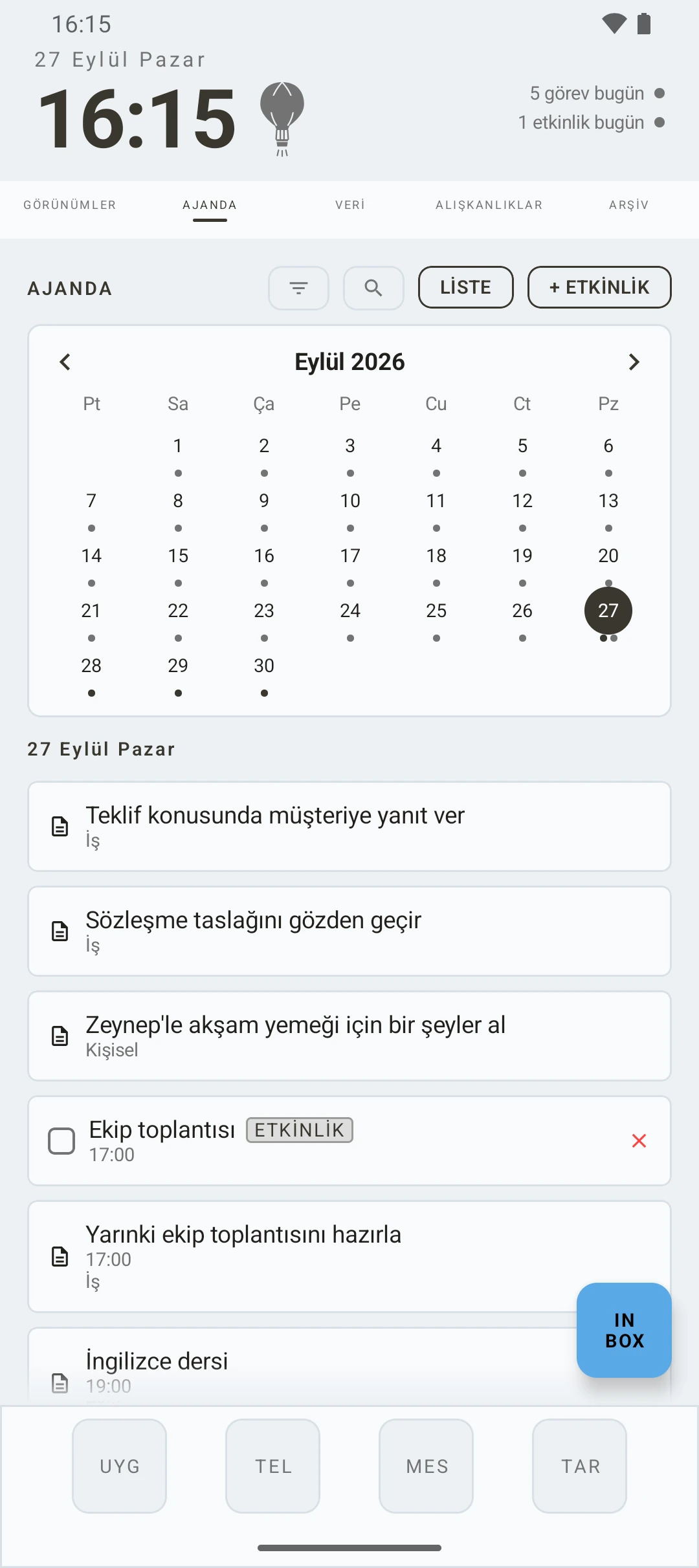 duqe — ayın ajandası