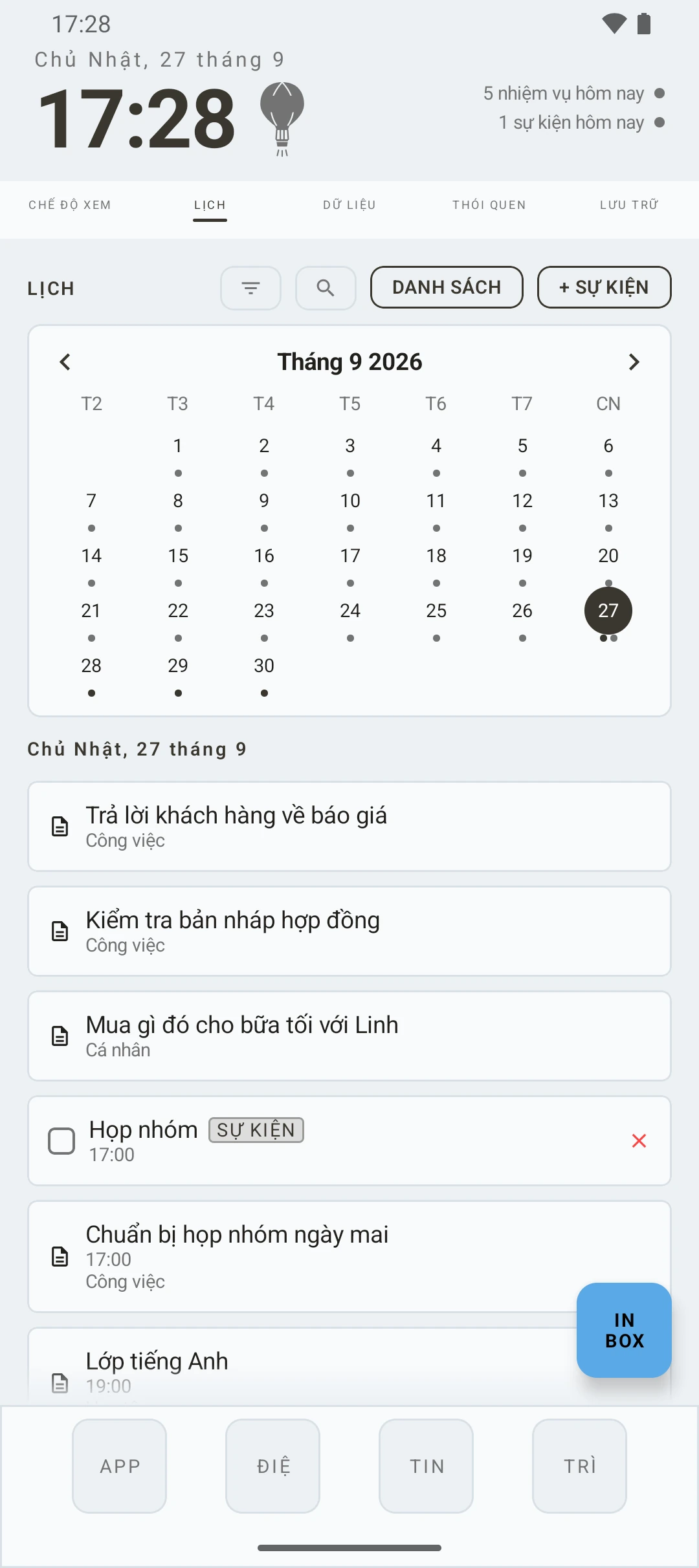 duqe — lịch của tháng